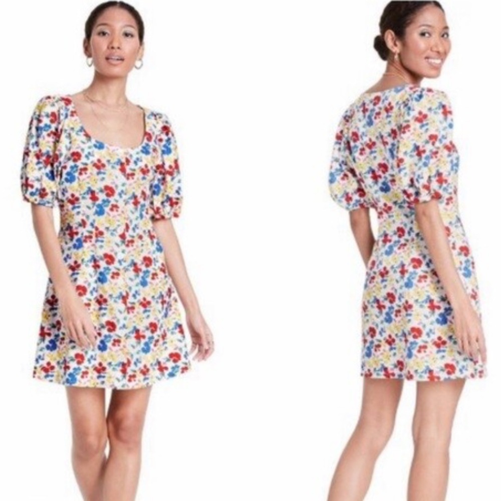 Rixo x Target Floral Puff Sleeve Linen Blend Mini Dress Multi Size 16/18W - Picture 9 of 9